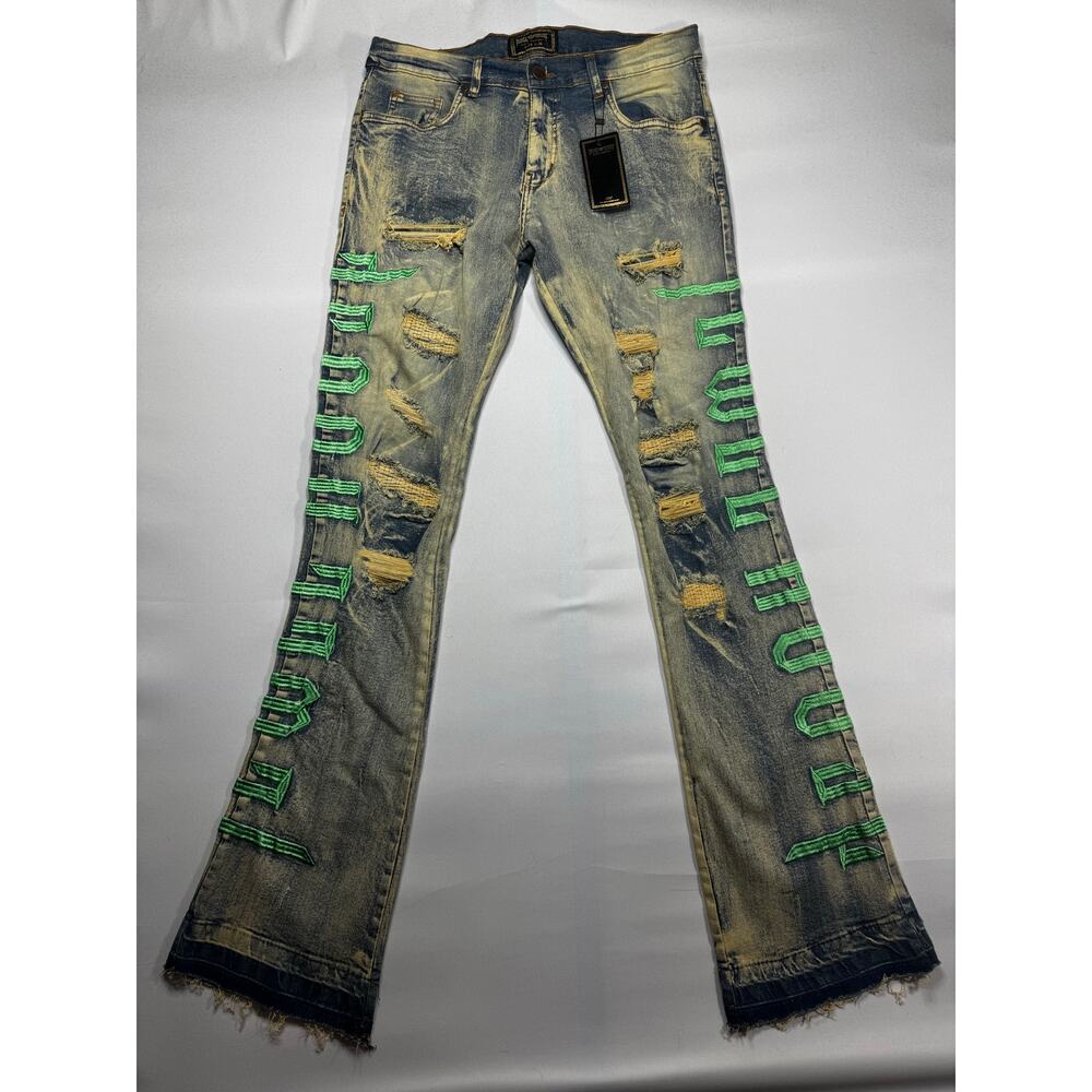 NWT Jewel House Denim Men's Distressed Slim Boot‎ Denim Jeans - 34x36 (34x37)